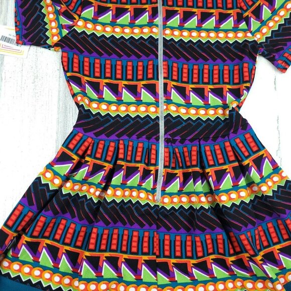LuLaRoe Amelia Dress Geometric Dipped Blue XS NWT - Picture 10 of 12